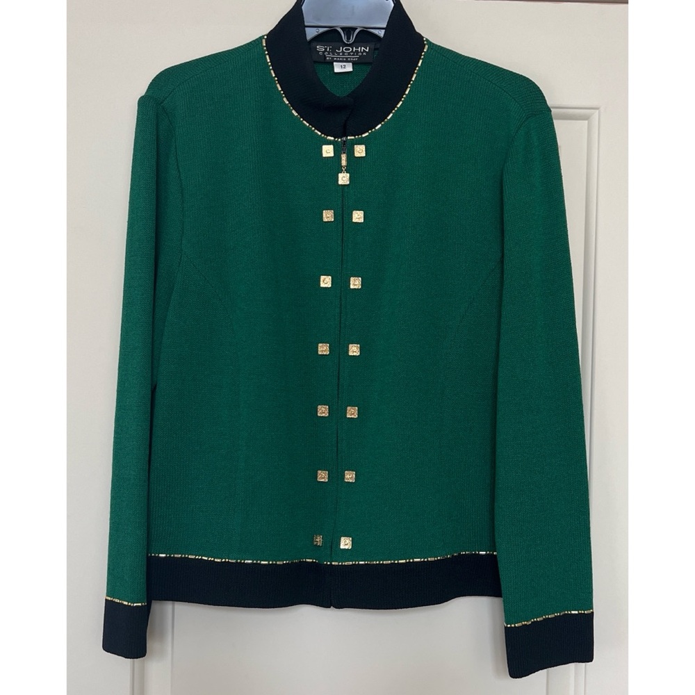 St. John Green and Gold Blazer with Tailored Design